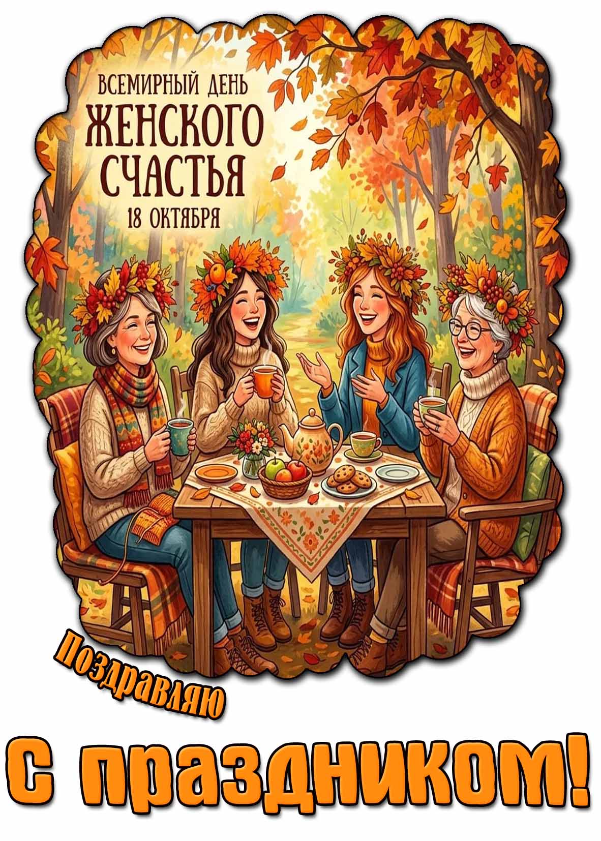 Осенняя картинка 18 октября - всемирный день женского счастья! Поздравляю с праздником!