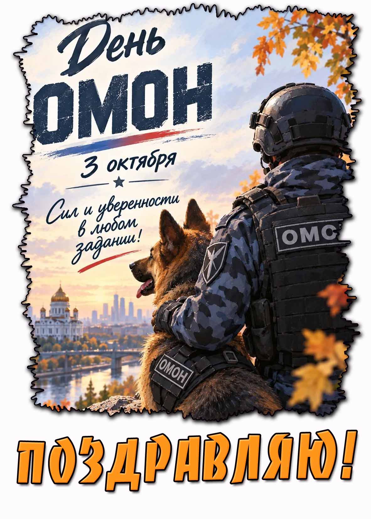 Осенняя картинка 3 октября - день ОМОН! Сил и уверенности в любом задании! Поздравляю!