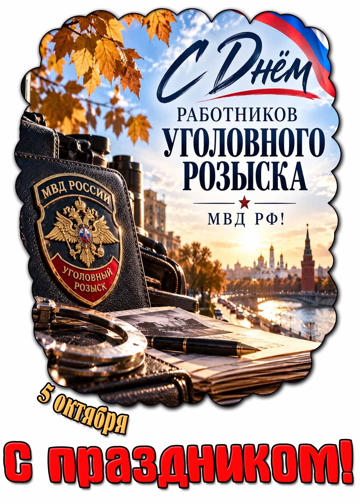 Осенняя картинка 5 октября - с днём работников уголовного розыска МВД РФ! С праздником!