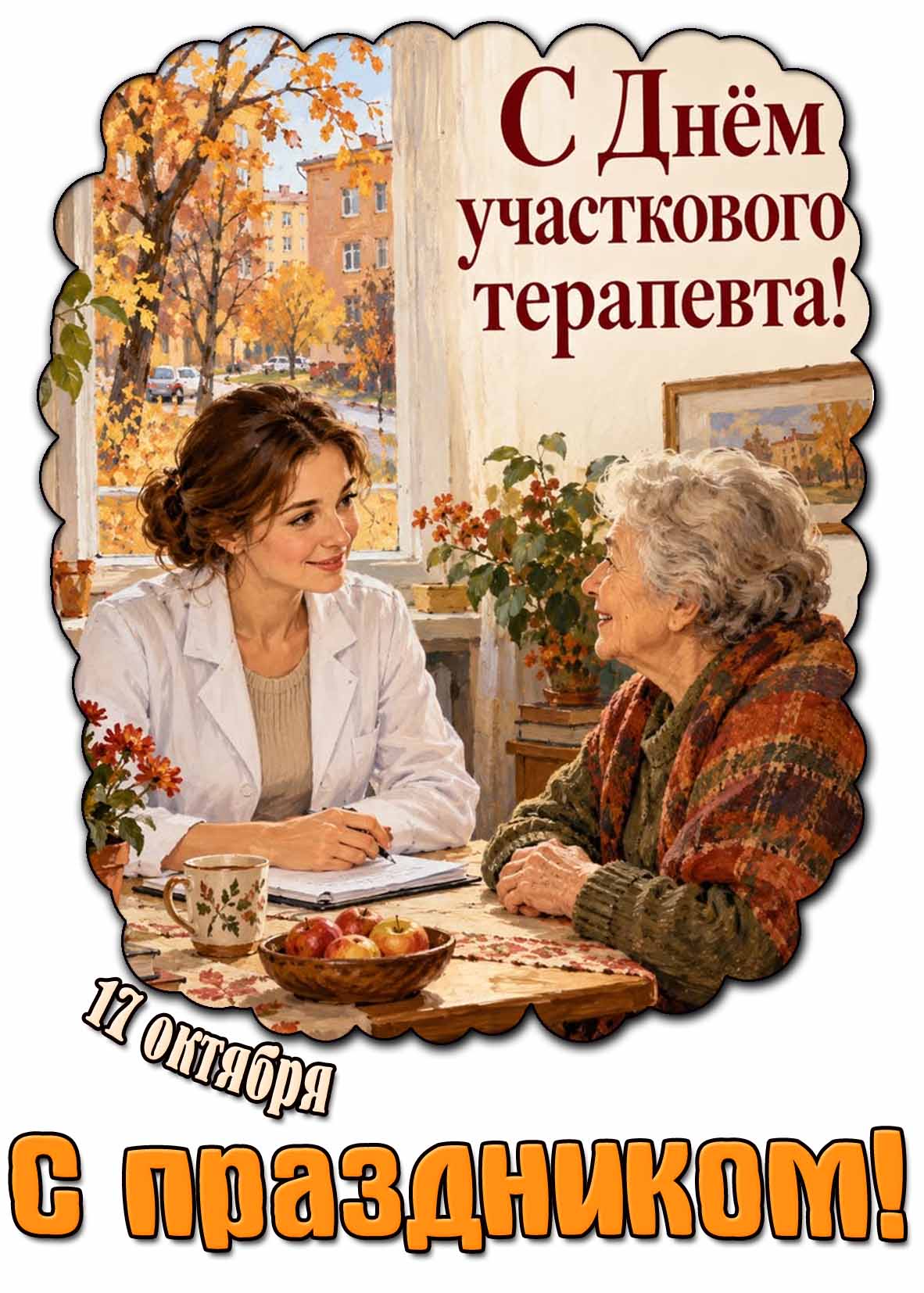 Осенняя открытка 17 октября - с днём участкового терапевта! С праздником!