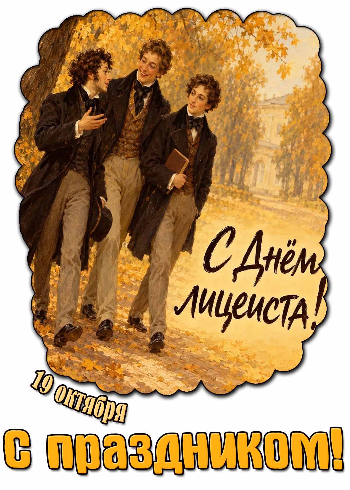 Осенняя открытка 19 октября - с днём лицеиста! С праздником!