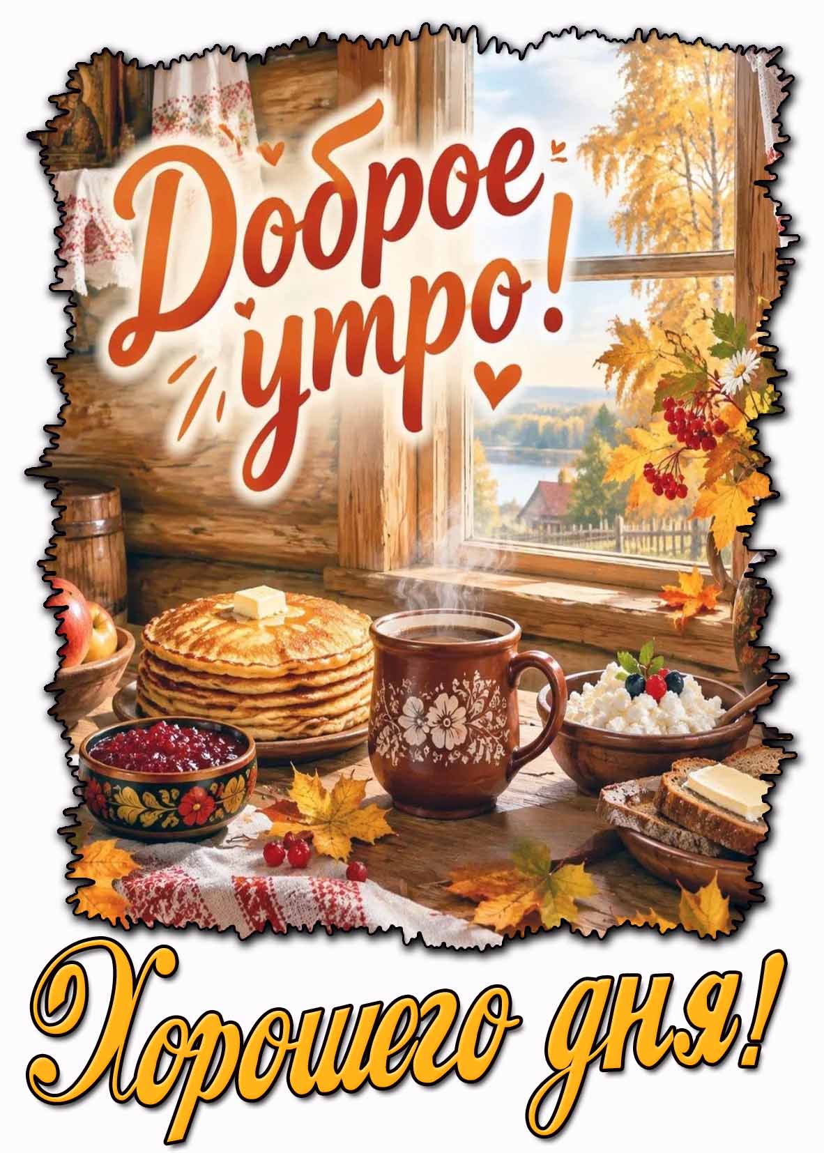 Осенняя открытка "Доброе утро! Хорошего дня!"