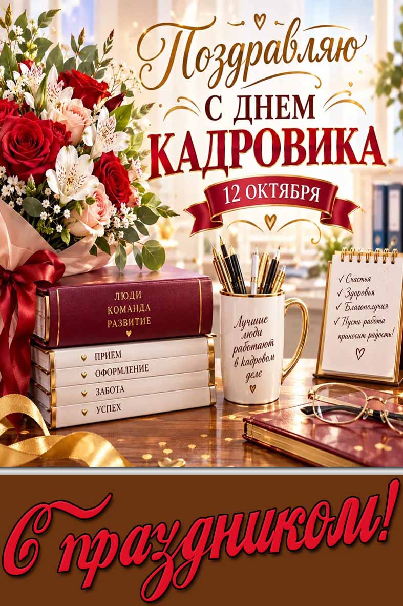 Открытка 12 октября - с днём кадровика! Поздравляю! С праздником!
