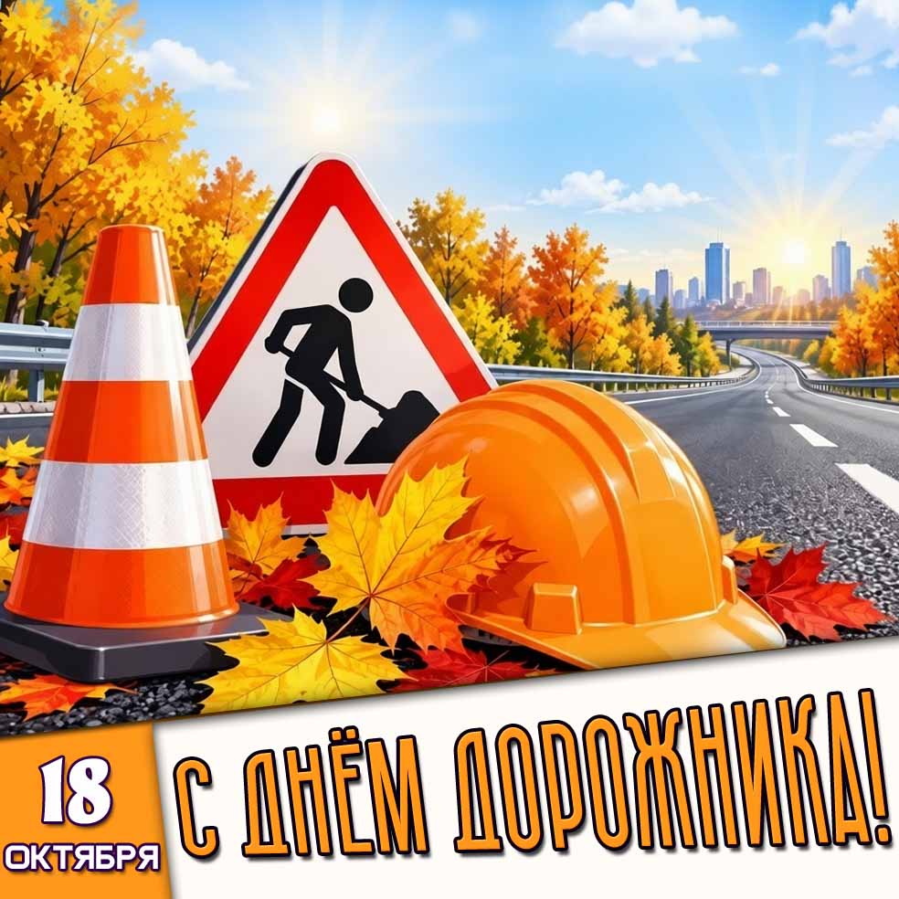 Открытка 18 октября - с днём дорожника!