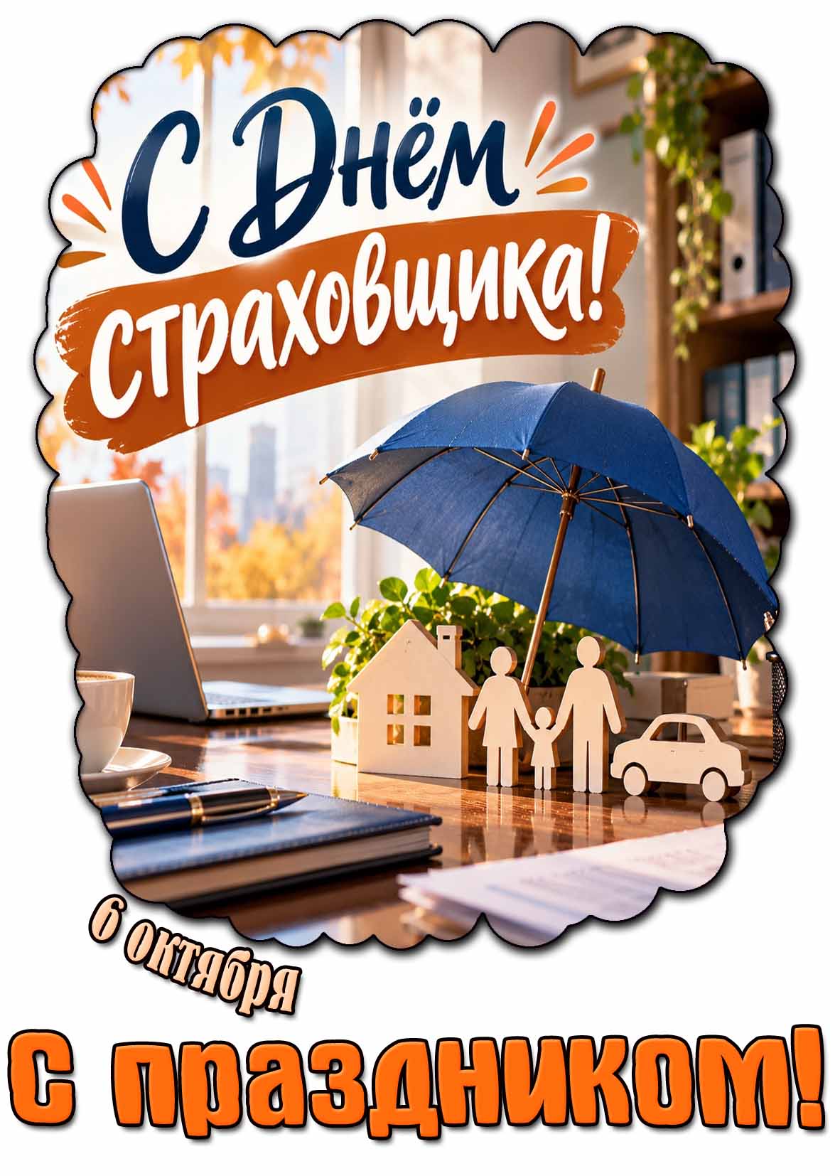 Открытка 6 октября - с днём страховщика! С праздником!