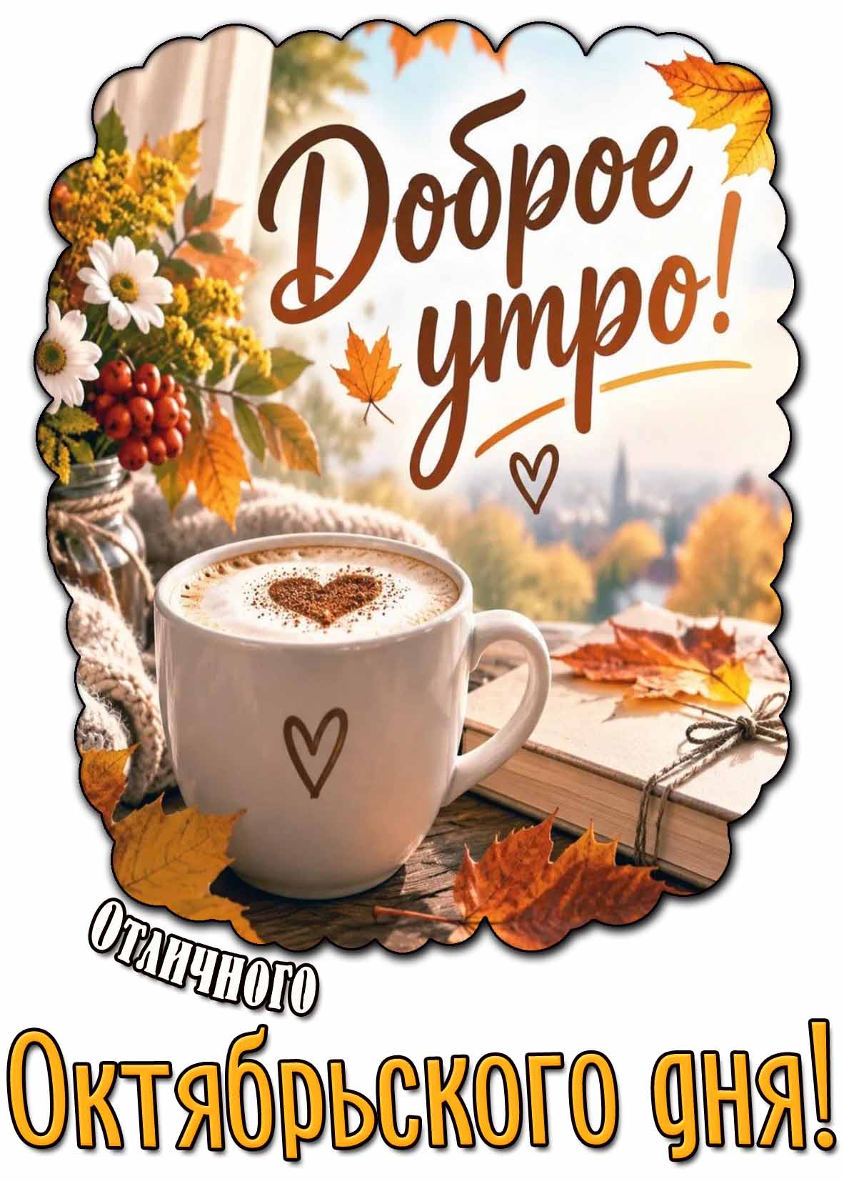 Открытка "Доброе утро! Отличного октябрьского дня!"