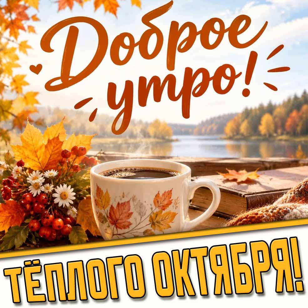 Красивая открытка "Доброе утро! Тёплого октября!"