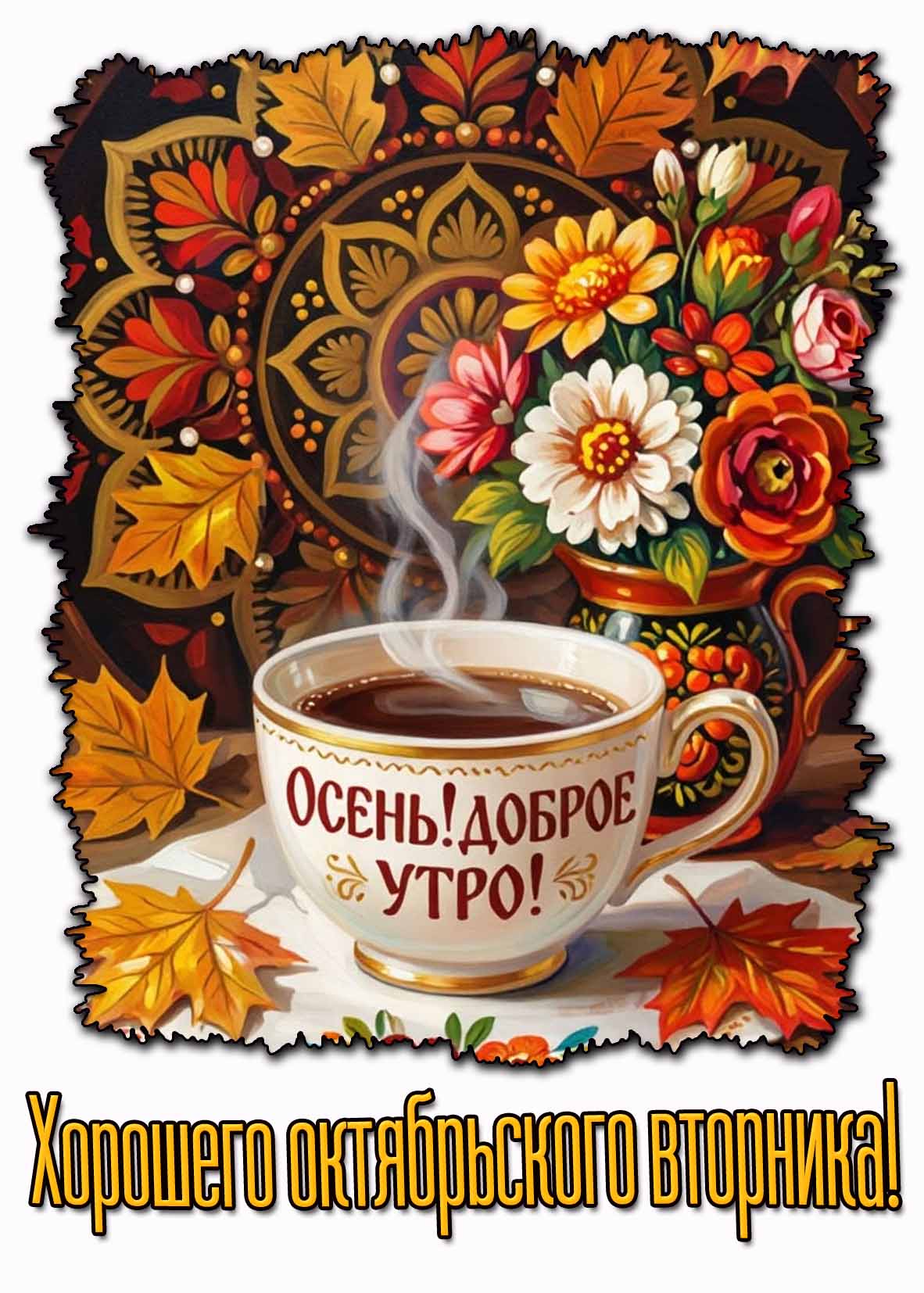 Открытка "Осень! Доброе утро! Хорошего октябрьского вторника!"