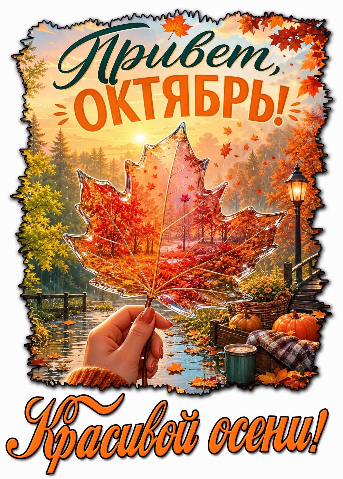 Открытка "Привет, октябрь! Красивой осени!"