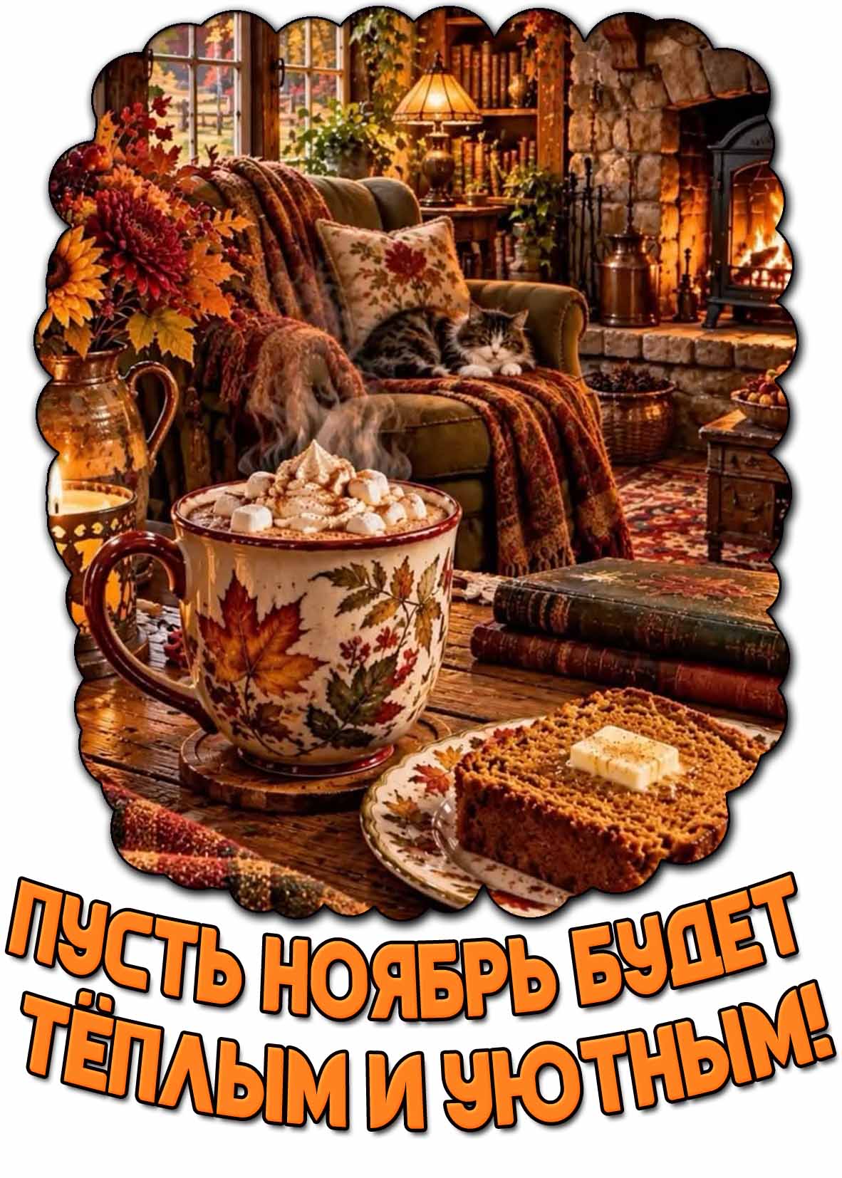 Открытка "Пусть ноябрь будет тёплым и уютным!"