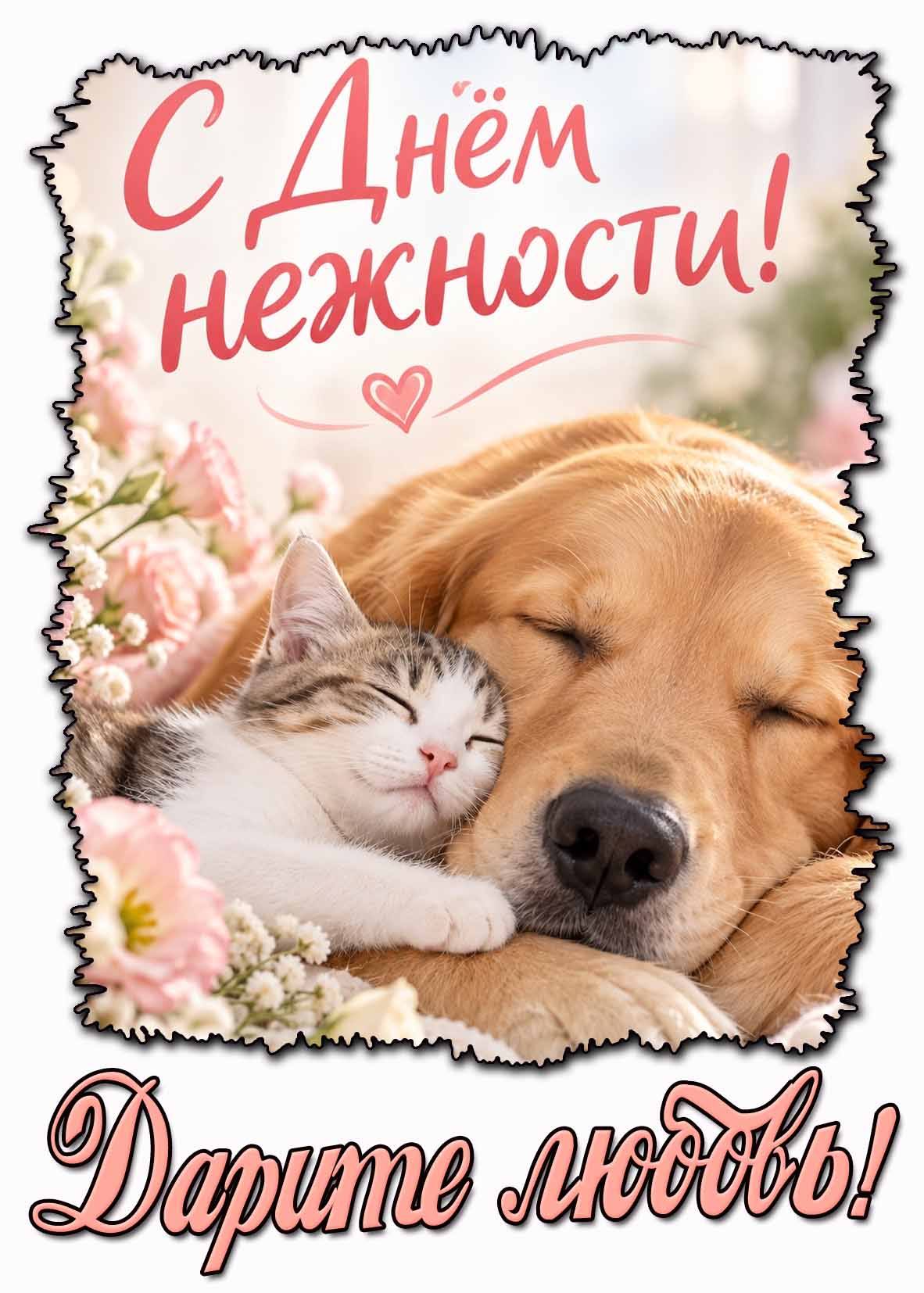 Открытка "С днём нежности! Дарите любовь!"