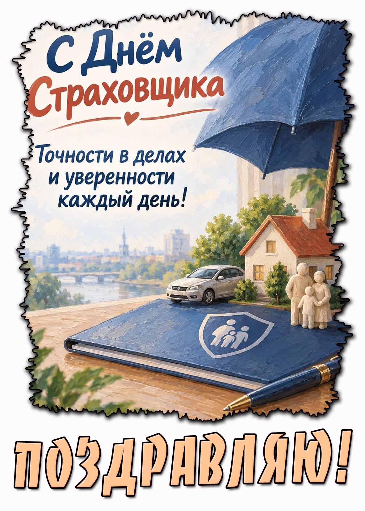 Открытка "С днём страховщика! Точности в делах и уверенности каждый день! Поздравляю!"