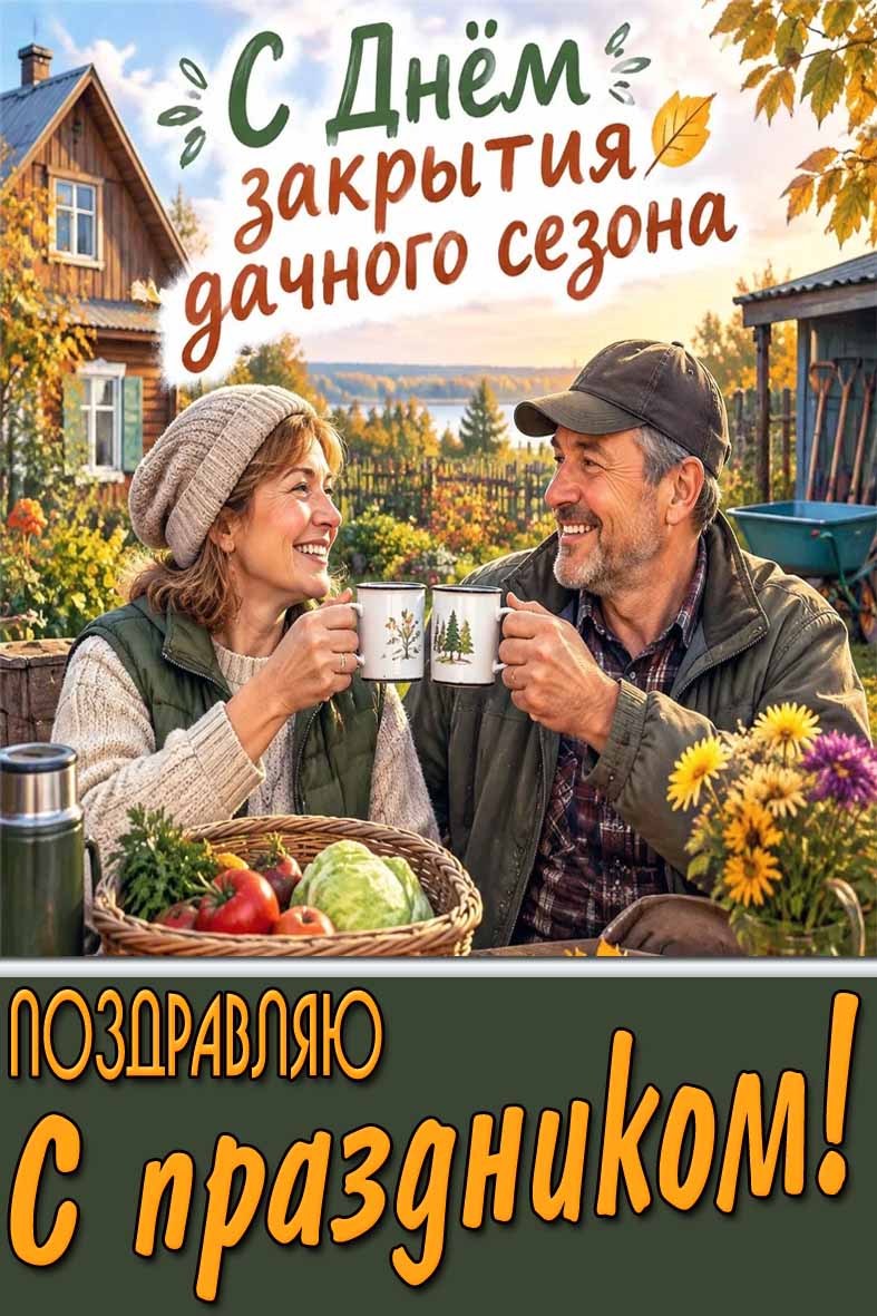 Открытка "С днём закрытия дачного сезона! Поздравляю с праздником!"
