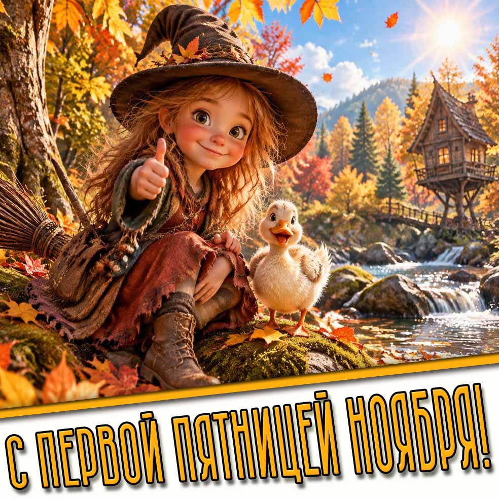 С первой пятницей ноября! - прикольная детская картинка
