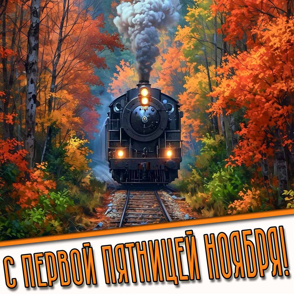 С первой пятницей ноября! - открытка с поездом