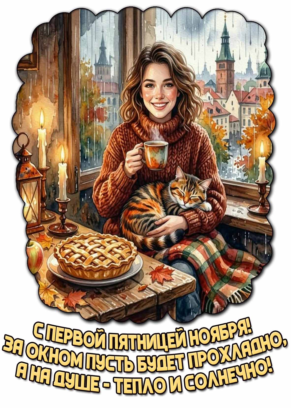Картинка "С первой пятницей ноября! За окном пусть будет прохладно, а на душе - тепло и солнечно!"