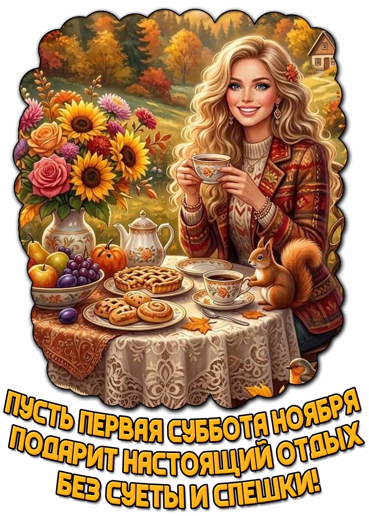 Картинка "Пусть первая суббота ноября подарит настоящий отдых без суеты и спешки!"