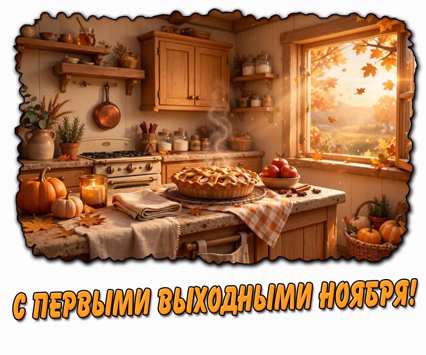 Домашняя открытка с первыми выходными ноября