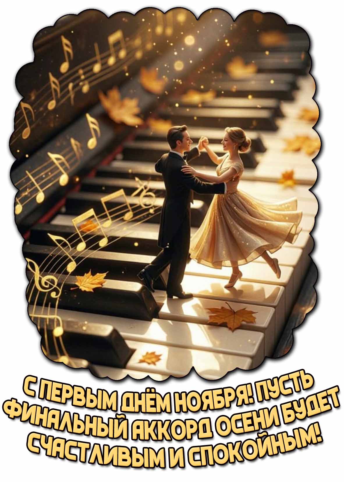 Открытка "С первым днём ноября! Пусть финальный аккорд осени будет счастливым и спокойным!"