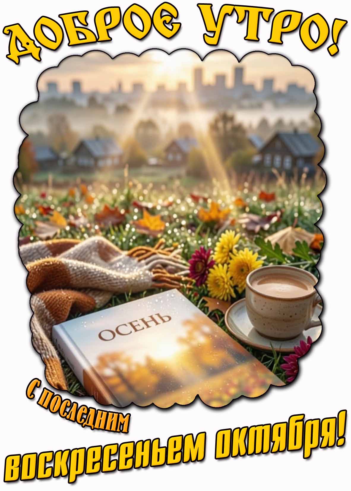 Открытка "Доброе утро! С последним воскресеньем октября!"