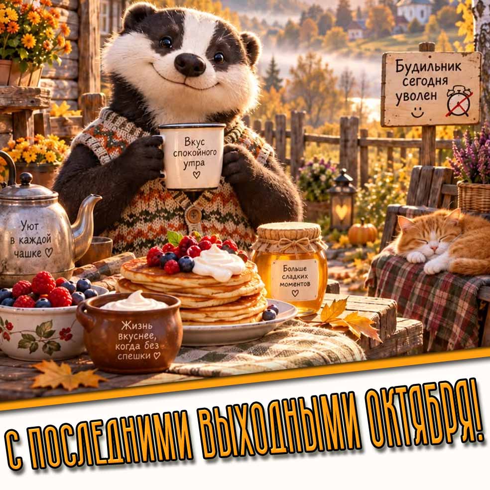 Картинка с последними выходными октября