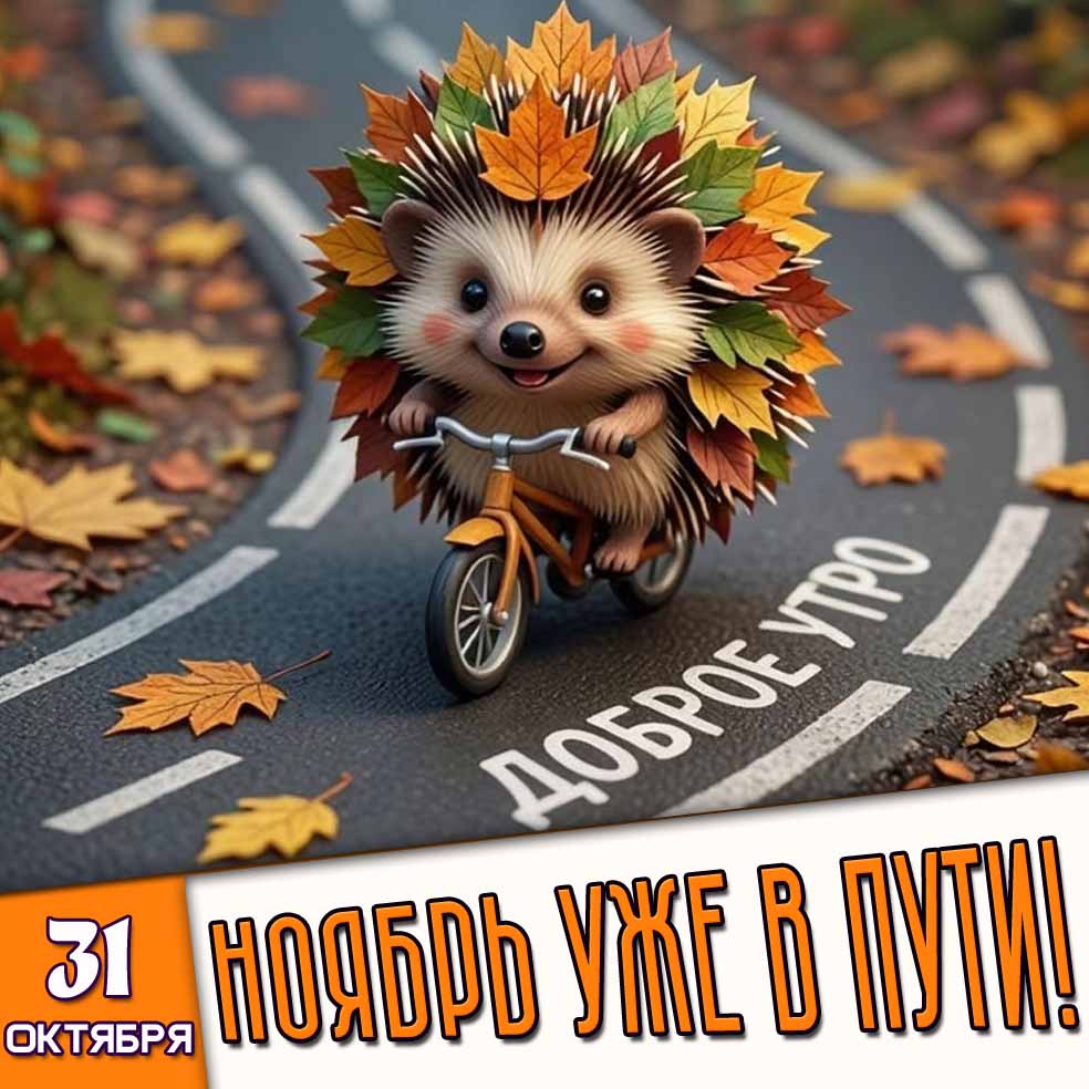 Прикольная картинка 31 октября - доброе утро! Ноябрь уже в пути!
