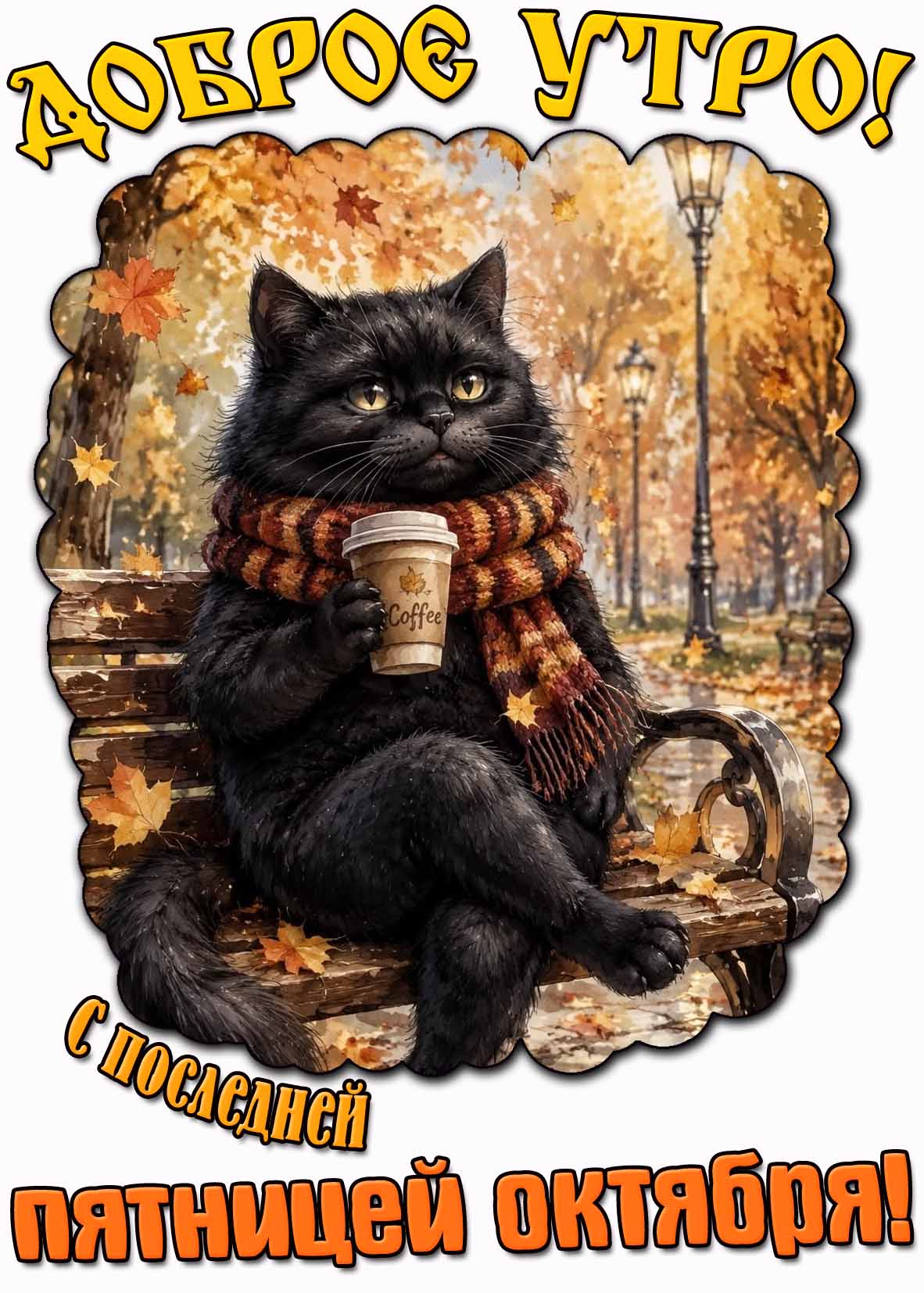 Открытка "Доброе утро! С последней пятницей октября!"