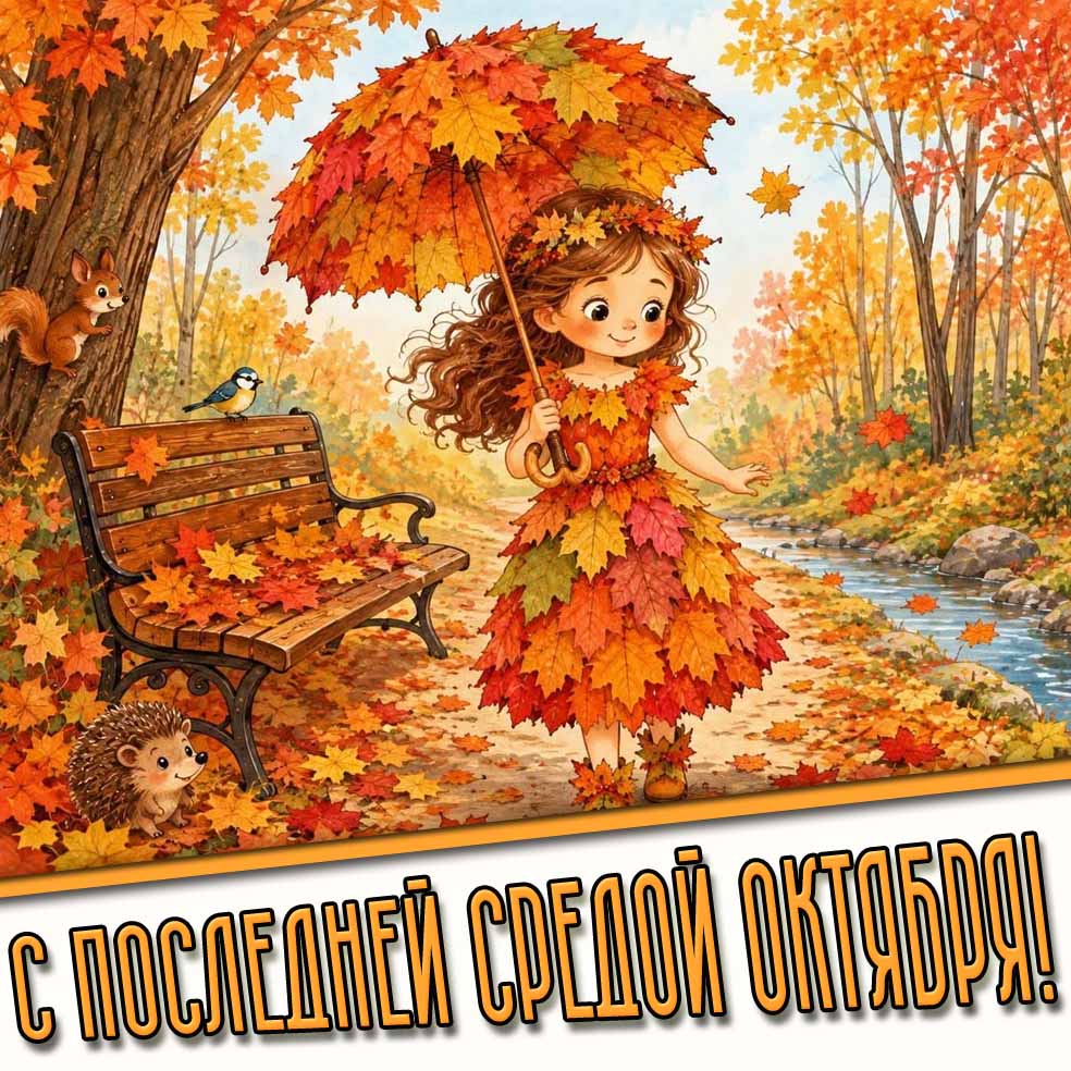 С последней средой октября! - детская открытка