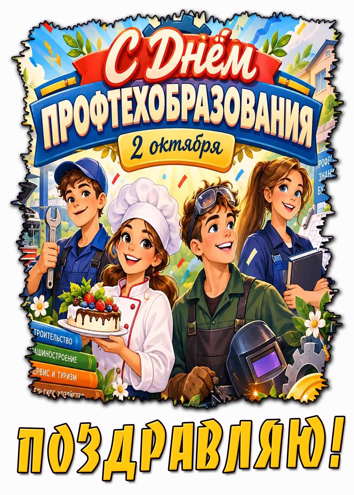 Прикольная картинка 2 октября - с днём профтехобразования! Поздравляю!