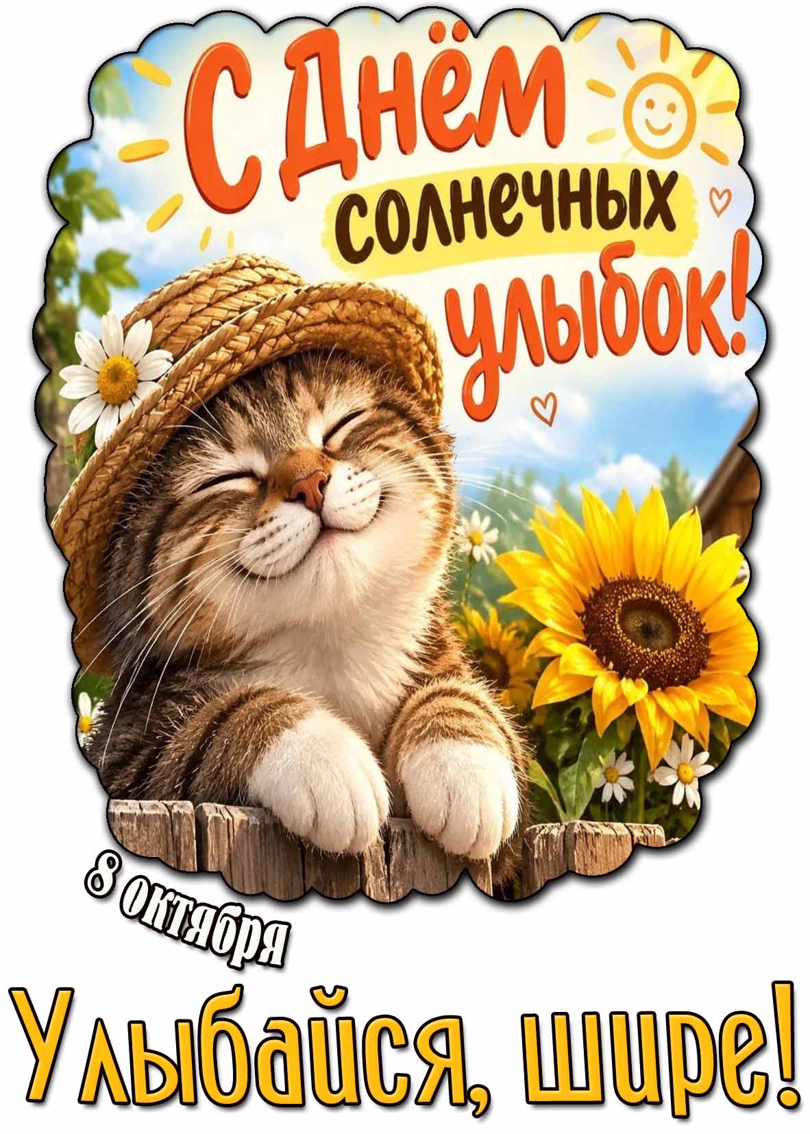 Прикольная картинка 8 октября - с днём солнечных улыбок! Улыбайся, шире!