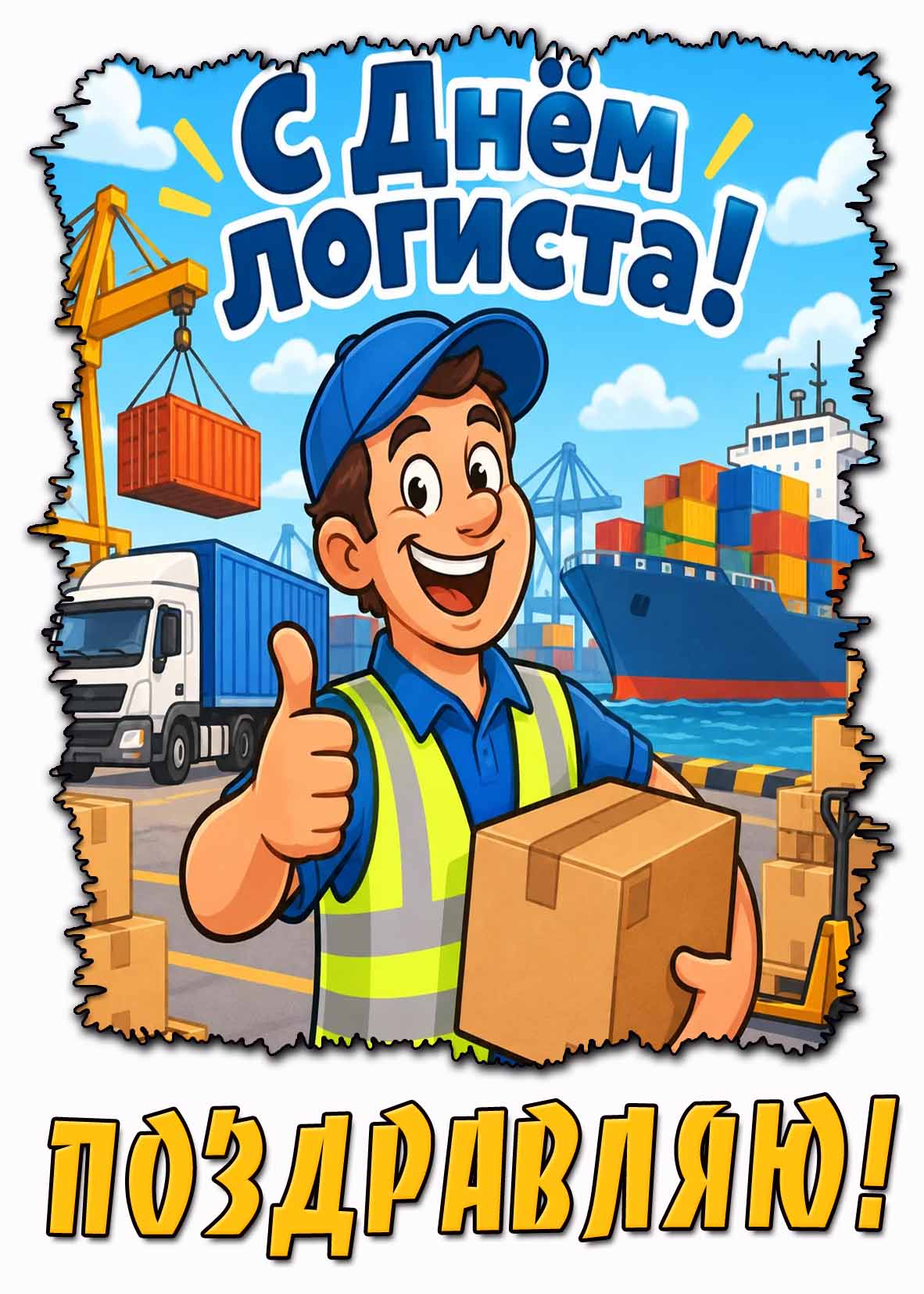 Прикольная картинка "С днём логиста! Поздравляю!"