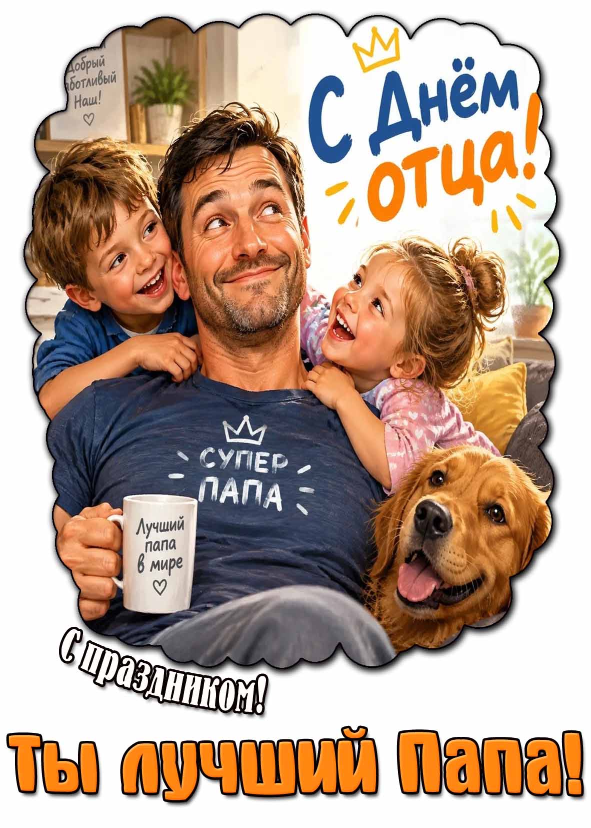 Прикольная картинка "С днём отца! С праздником! Ты лучший Папа!"