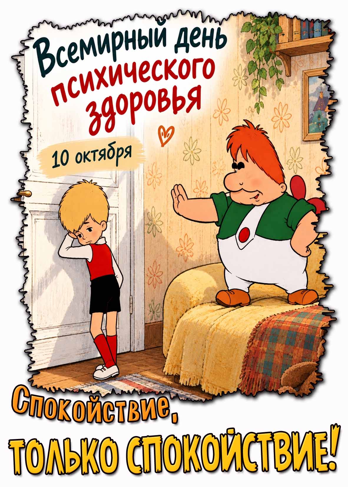 Прикольная открытка 10 октября - всемирный день психологического здоровья! Спокойствие, только спокойствие!
