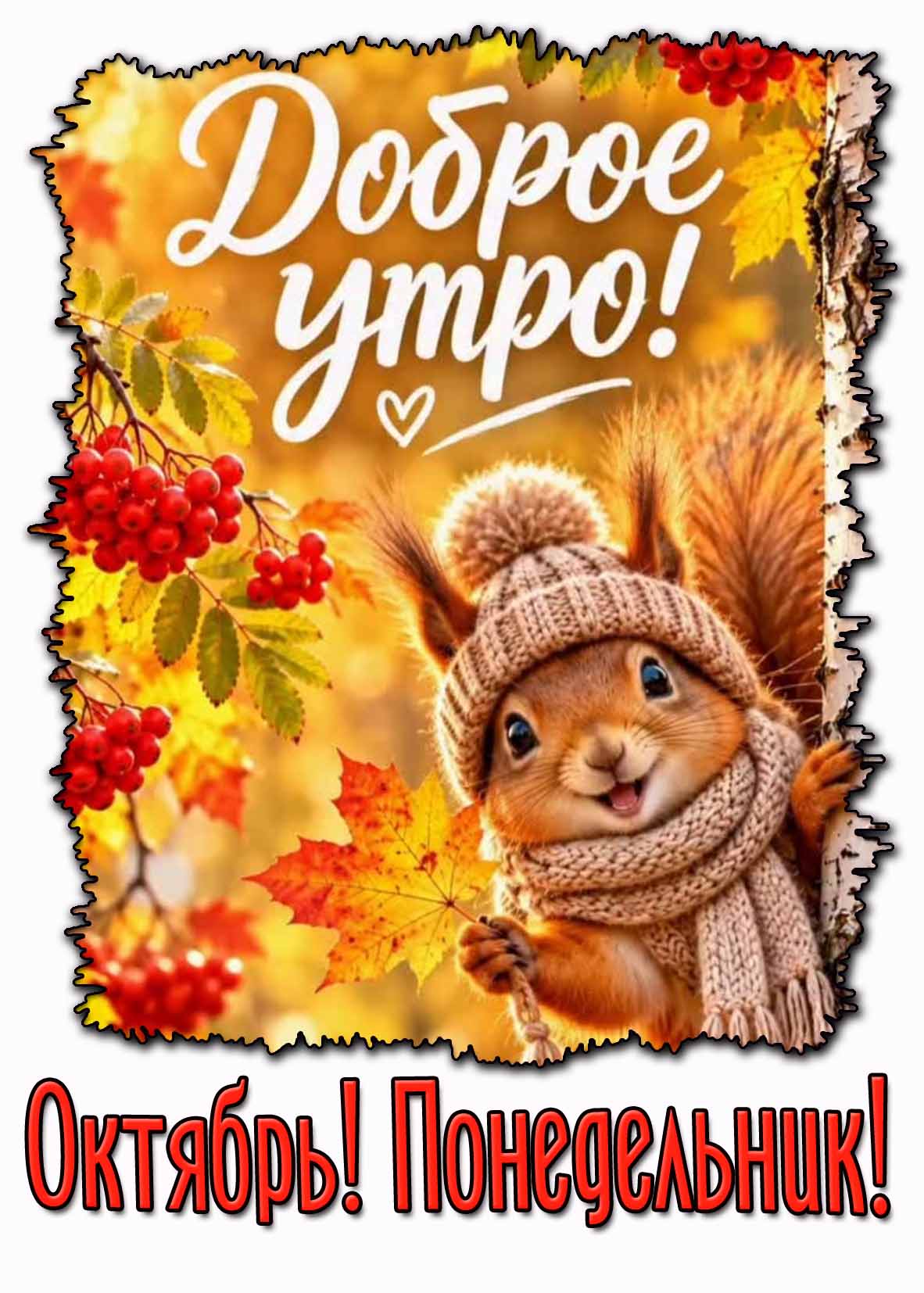 Прикольная открытка "Доброе утро! Октябрь! Понедельник!"