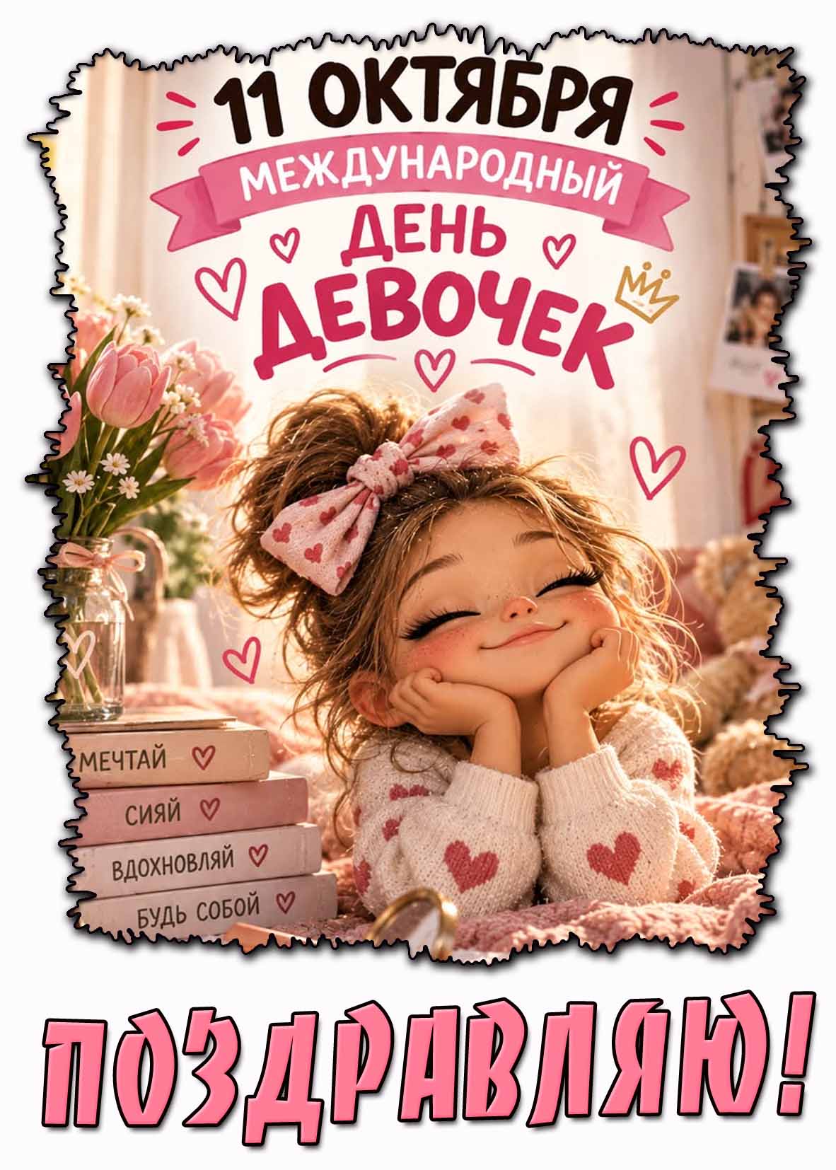 Прикольная открытка ко дню девочек
