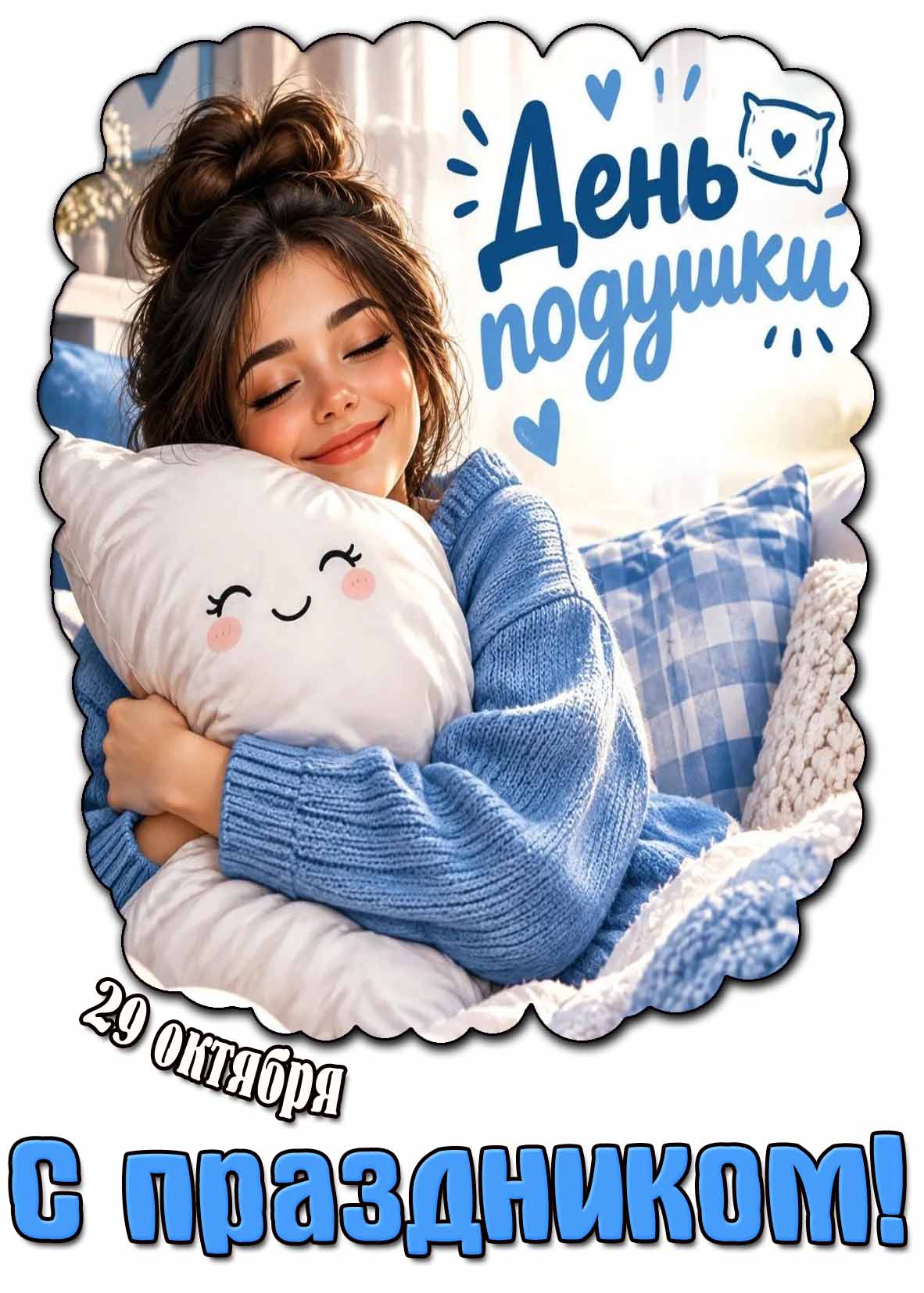 Прикольная открытка 29 октября - день подушки! С праздником!