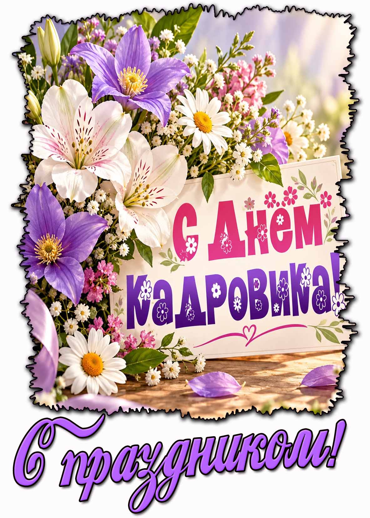С днём кадровика! С праздником! - картинка с цветами для женщины