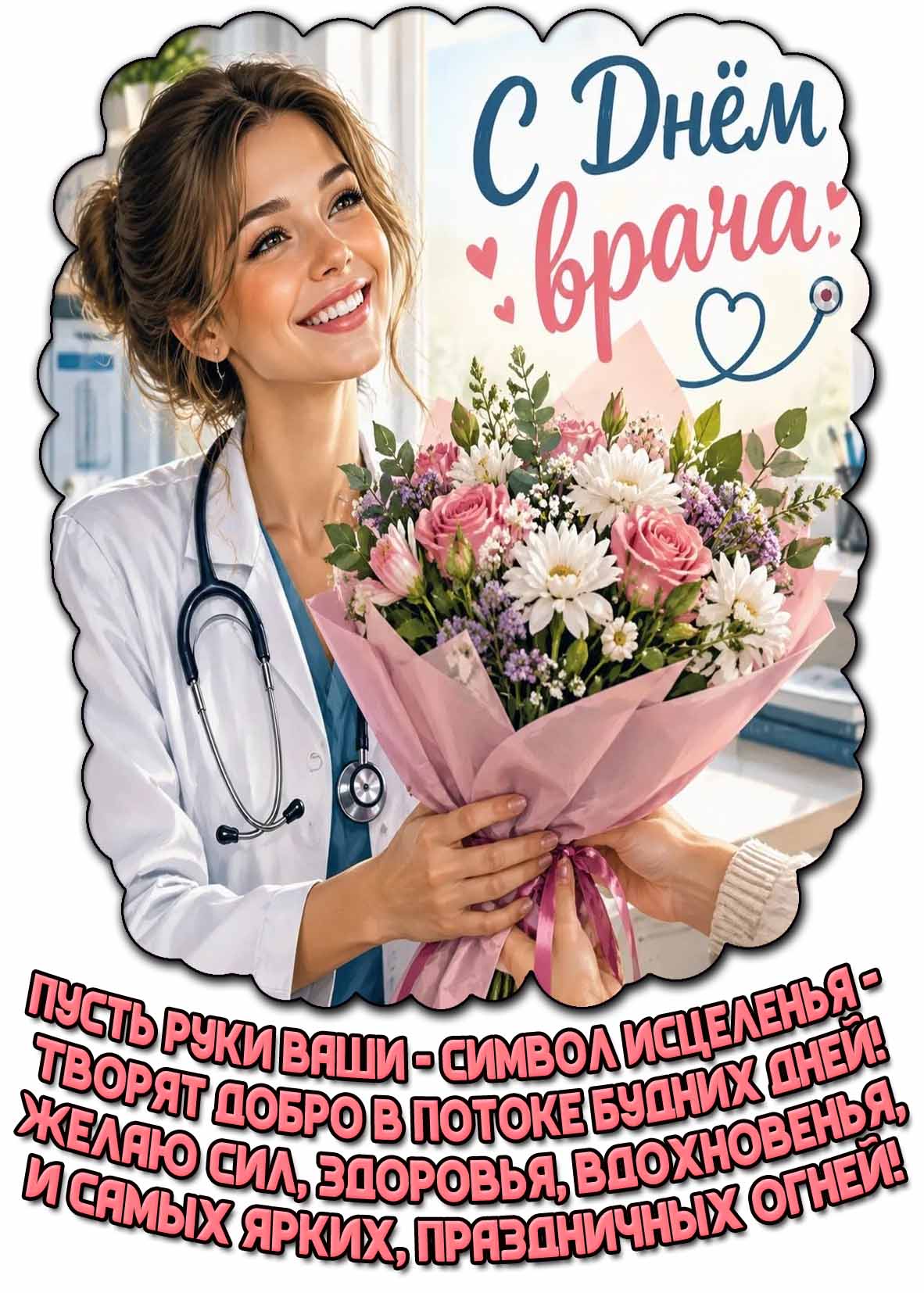 С днём врача! - поздравительная открытка для женщины