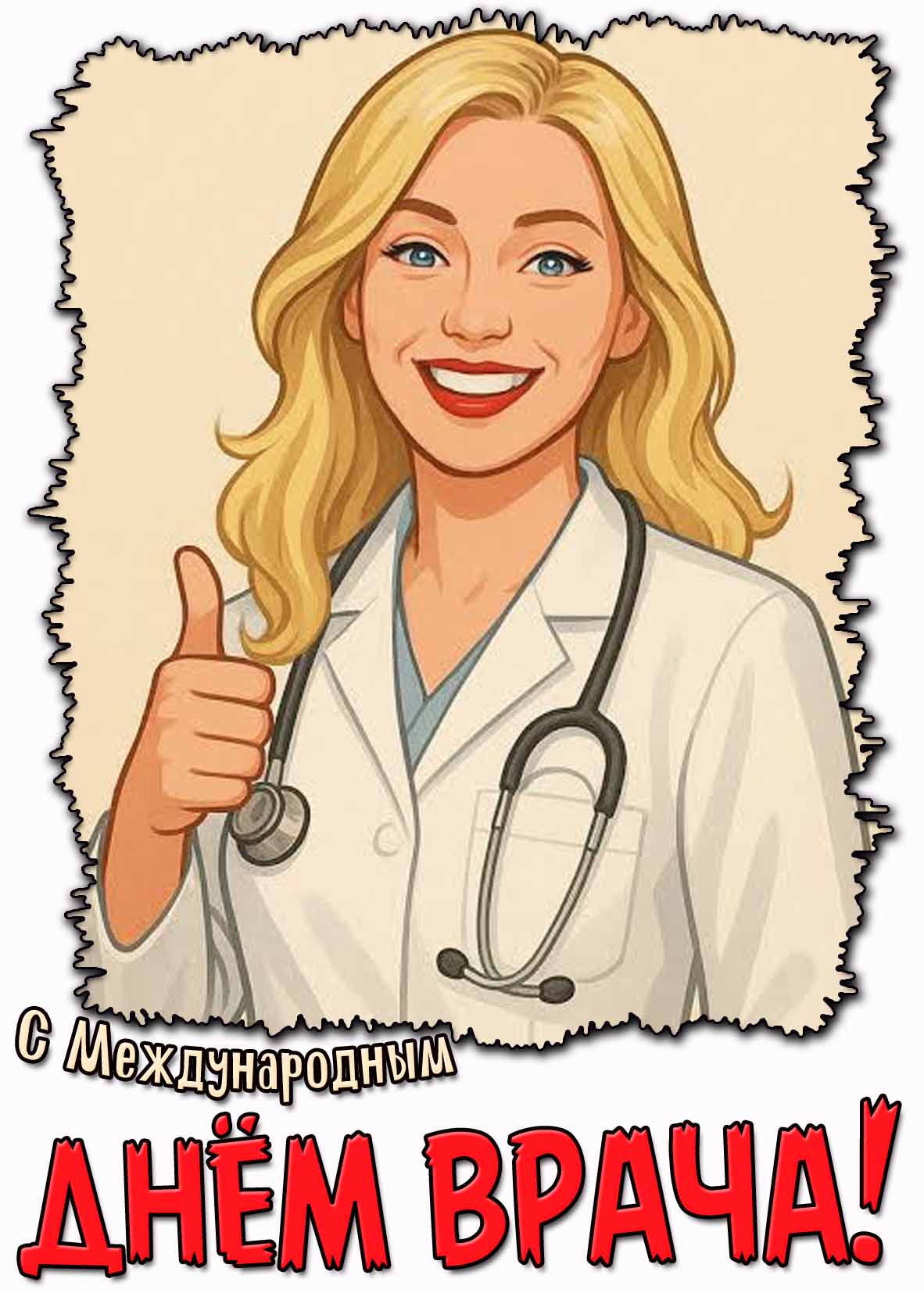 С Международным днём врача! - открытка для женщины