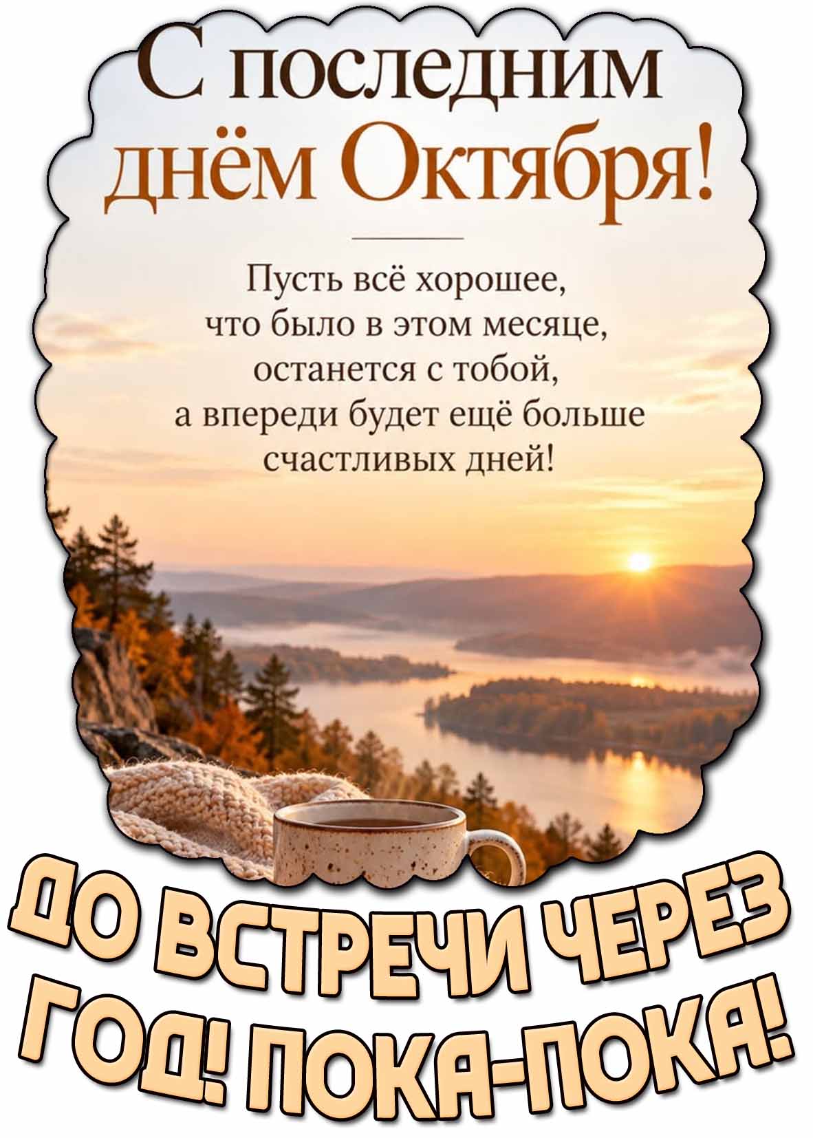 С последним днём октября! До встречи через год! Пока-пока! - картинка с пожеланиями