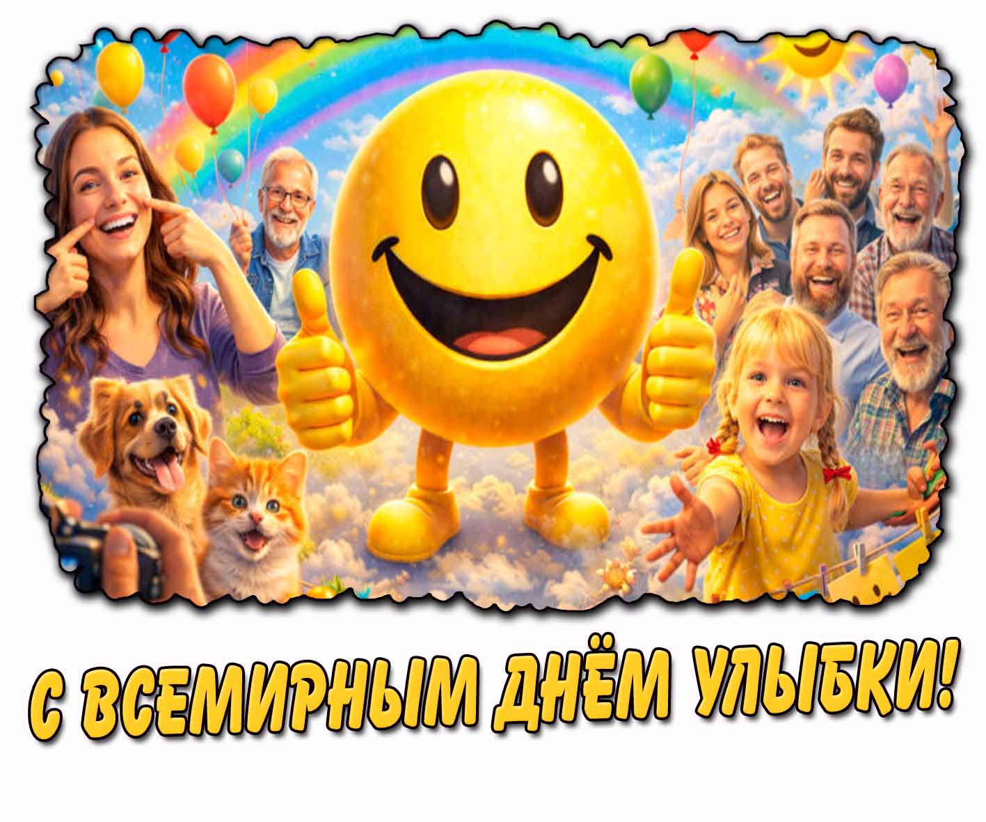 С Всемирным днём улыбки! - прикольная открытка