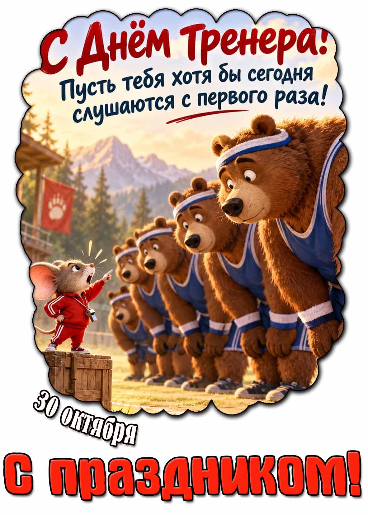 Смешная картинка 30 октября - с днём тренера! Пусть тебя хотя бы сегодня слушаются с первого раза! С праздником!