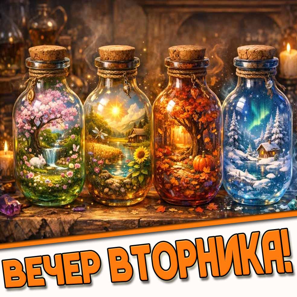 Картинки доброго вечера вторника по временам и месяцам года