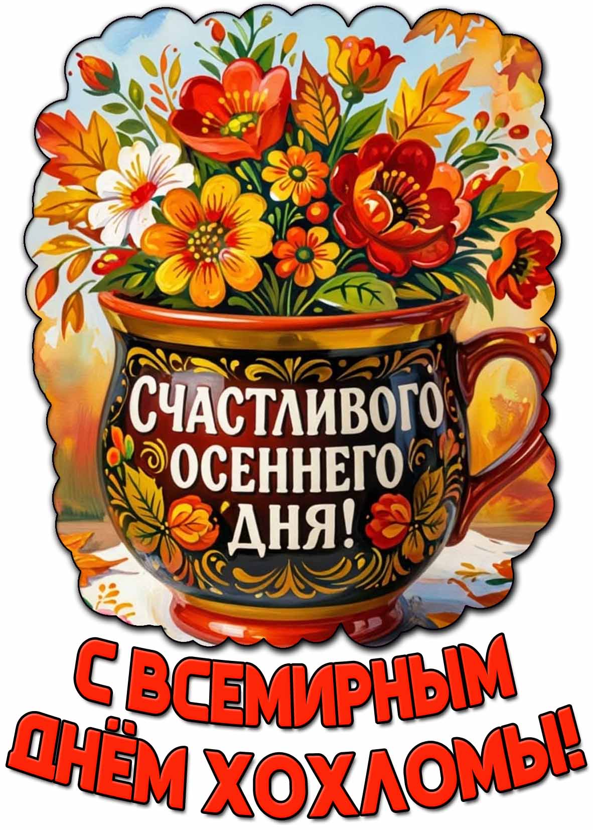 Открытка "С Всемирным днём хохломы! Счастливого осеннего дня!"