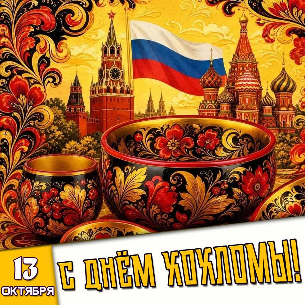 Открытка 13 октября - с днём хохломы!
