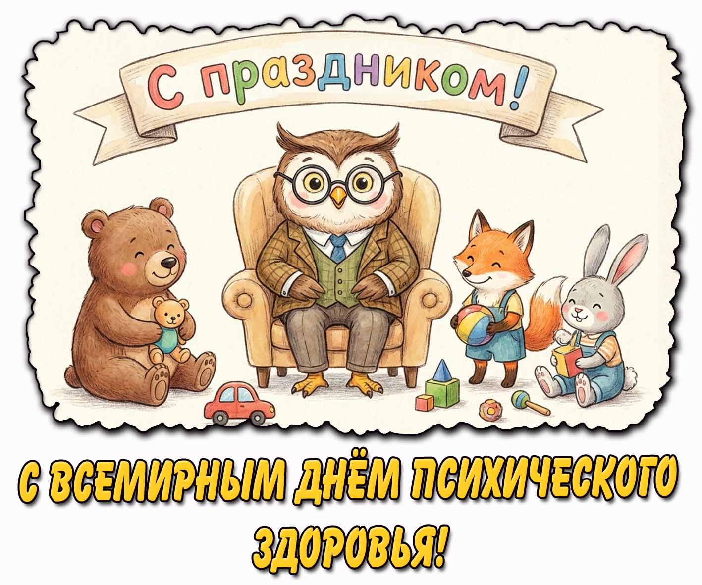 Детская картинка "С Всемирным днём психического здоровья! С праздником!"