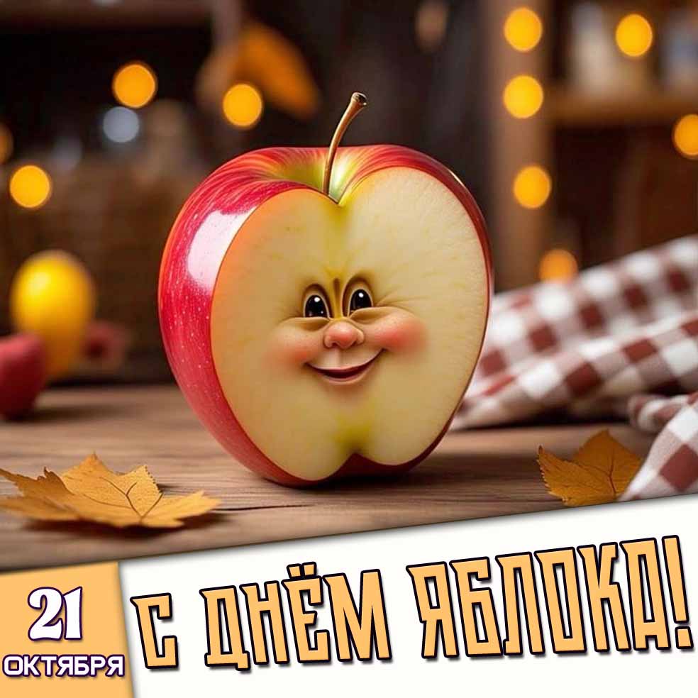 Прикольная картинка 21 октября - с днём яблока!